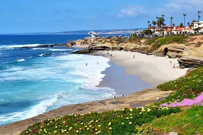 La Jolla Cove iconic beach surrounded by luxury estates